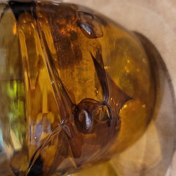 Federick Warren Signed Vintage Amber Handblown Art Glass Swirl Tumblers 1987 - Picture 5 of 7